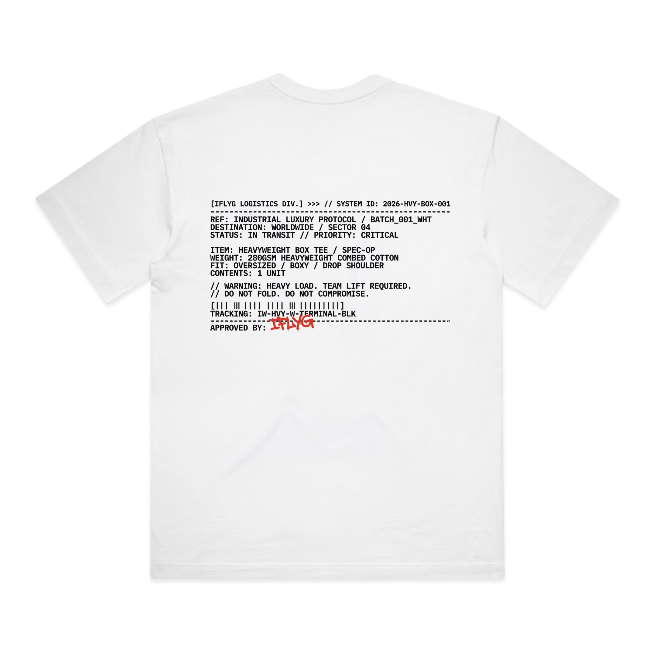 IFLYG T02 Logistics Core Optic White T-Shirt Back