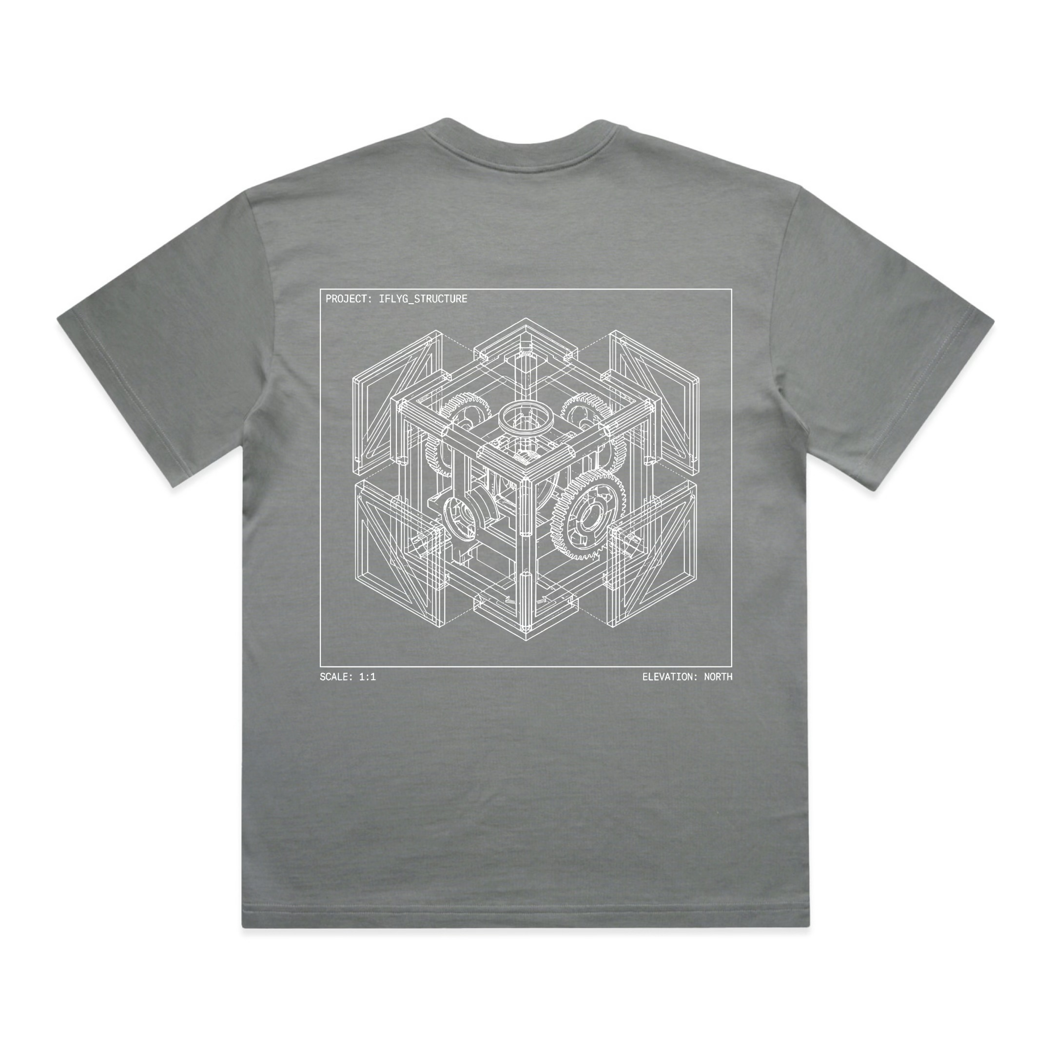 IFLYG T03 Architectural Elevation Charcoal T-Shirt Back